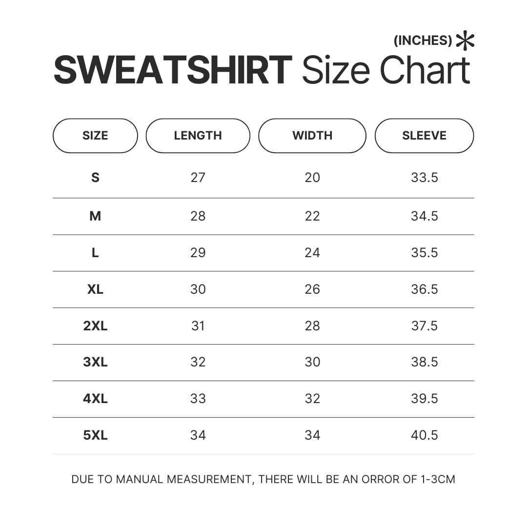 Sweatshirt Size Chart - Kygo Store