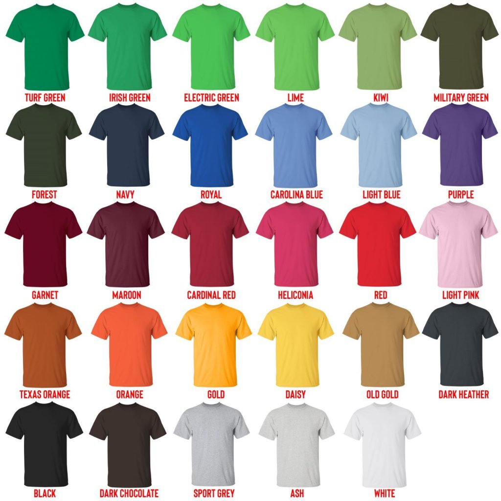t shirt color chart - Kygo Store